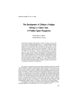 The Development of Children`s Problem Solving in a Gears Task: A