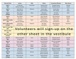 April Ministry Schedule - stvincent
