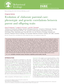 Evolution of elaborate parental care: phenotypic and genetic
