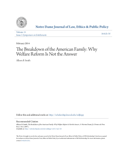 The Breakdown of the American Family: Why Welfare Reform Is Not