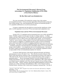 The Environmental Movement`s Retreat From Advocating U.S.