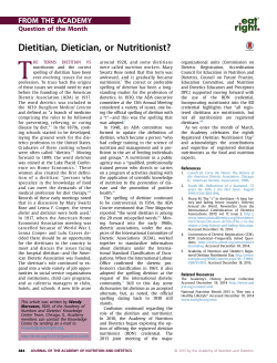 Dietitian, Dietician, or Nutritionist?
