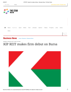 KIP REIT makes firm debut on Bursa