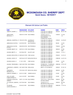 Warrant List - McDonough County Sheriff`s Office