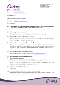 Application for Exemption - Sex Discrimination Act