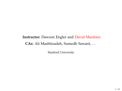 Instructor: Dawson Engler and David Mazi`eres CAs: Ali