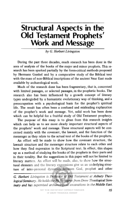 Structural Aspects in the Old Testament Prophets` Work and Message