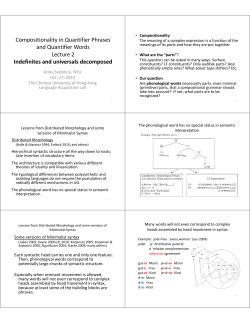 Compositionality in Quantifier Phrases and Quantifier Words Lecture