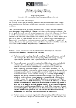 Challenges and critique of efficiency (Autonomy, responsibility