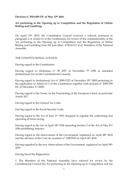 Act pertaining to the Opening up to Competition and the Regulation