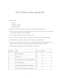 10-701 Midterm Exam, Spring 2011