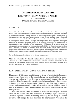 intertextuality and the contemporary african novel