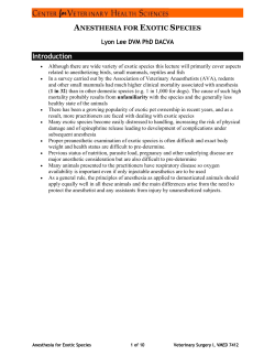 ANESTHESIA FOR EXOTIC SPECIES