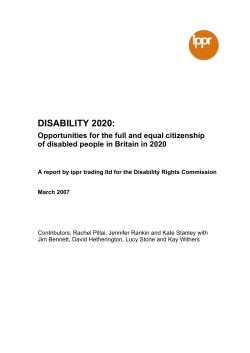 DISABILITY 2020: Opportunities for the full and equal