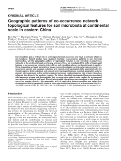 Geographic patterns of co-occurrence network topological