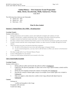 Global History &ndash; First Semester Exam Preparation Bolly, Ehrke