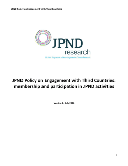 JPND Policy on Engagement with Third Countries: membership and