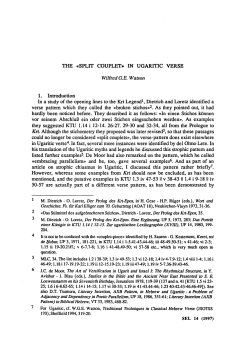 THE &laquo;SPLIT COUPLET&raquo; IN UGARITIC VERSE Wilfred G.E. Watson
