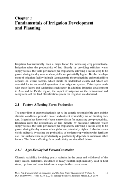 Fundamentals of Irrigation Development and Planning