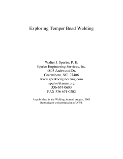 Exploring Temper Bead Welding