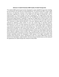 Advances in Cobalt-59 Solution NMR:Studies of Cobalt Tetrapyrroles