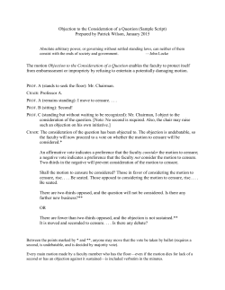 Objection to Consideration, Jan 2015