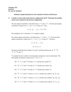 Chemistry 362 Fall 2015 Dr. Jean M. Standard Solutions: Sample