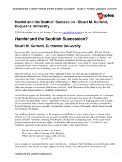 Shakespearean Criticism: Hamlet and the Scottish Succession