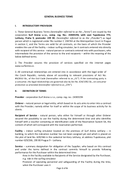 GENERAL BUSINESS TERMS I. INTRODUCTORY