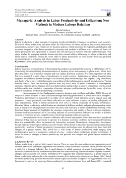 Managerial Analysis in Labor Productivity and Utilization: New