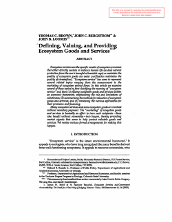 Defining, valuing and providing ecosystem goods and services