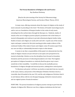 1 The Porous Boundaries of Religious Life and Practice Kay