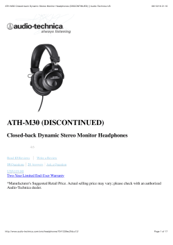 ATH-M30 Closed-back Dynamic Stereo Monitor Headphones