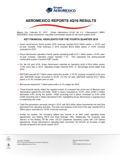 AEROMEXICO REPORTS 4Q16 RESULTS