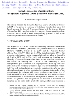 Syntactic annotation of medieval texts: the Syntactic Reference