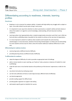 Differentiating according to readiness, interests, learning profiles