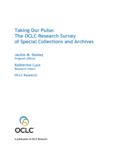 Taking Our Pulse: The OCLC Research survey of special collections