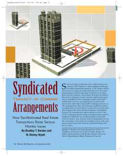 Syndicated Tenancy-In-Common Arrangements, How Tax