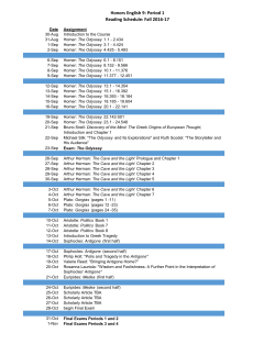 Honors English 9: Period 1 Reading Schedule: Fall 2016-17