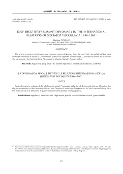 josip broz tito`s summit diplomacy in the international relations of