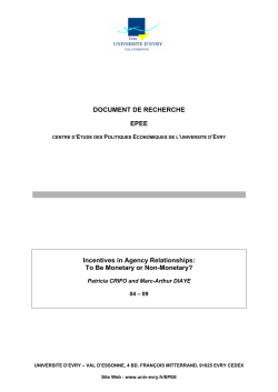 DOCUMENT DE RECHERCHE EPEE Incentives in Agency