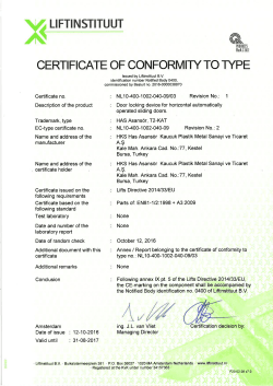 CERTIFICATE OF CONFORMITY TO ryPE
