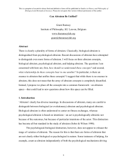 Can Altruism Be Unified? Grant Ramsey Institute of Philosophy, KU