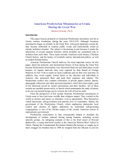 American Presbyterian Missionaries at Urmia During The Great War