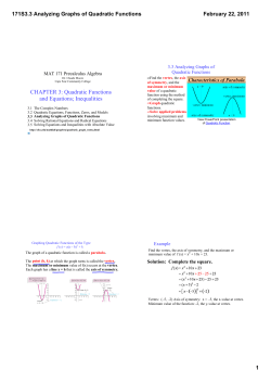 171S3.3 Analyzing Graphs of Quadratic Functions