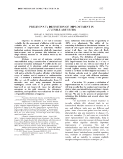 preliminary definition of improvement in juvenile arthritis
