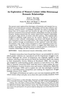An Exploration of Women`s Leisure within Heterosexual Romantic