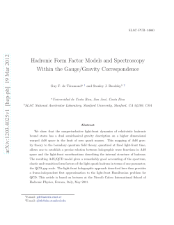 Hadronic Form Factor Models and Spectroscopy Within the Gauge