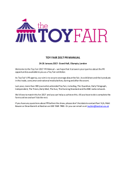 TOY FAIR 2017 PR MANUAL