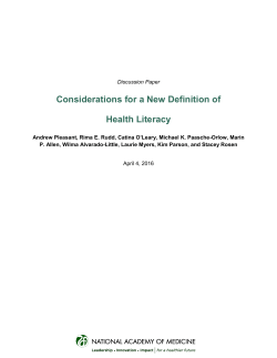 Considerations for a New Definition of Health Literacy